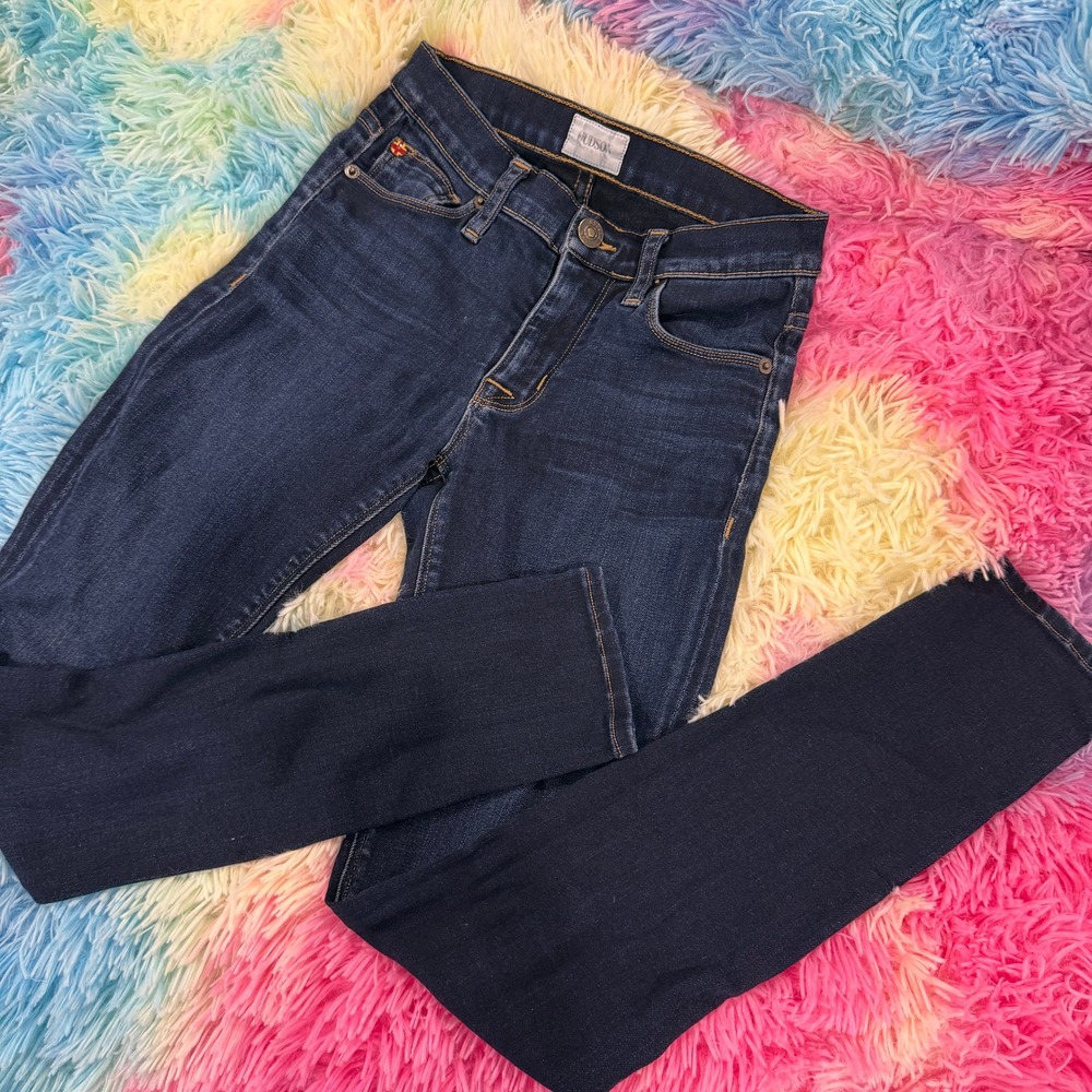 Hudson Skinny Jeans Womens 25 Indigo Blue Excellent Stretch Dark Wash Denim